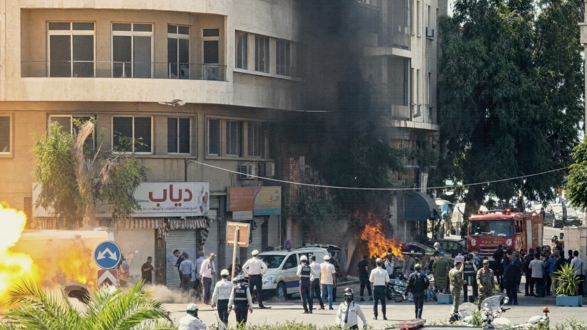 صورة دمشق تطمئن ماكرون أن التفجيرات وقعت تحت أعين شباب الأمن العام ولم تباغتهم